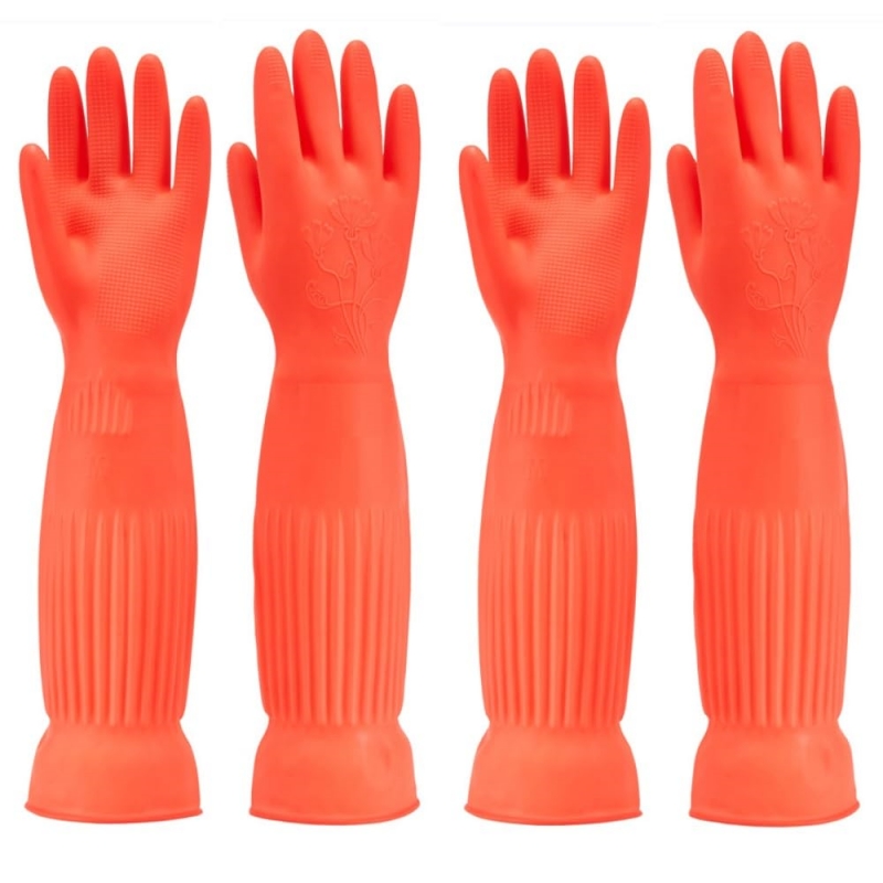Commercial Kitchen Gloves - 1Pair Lengthen Dishwashing Cleaning Silicone Gloves