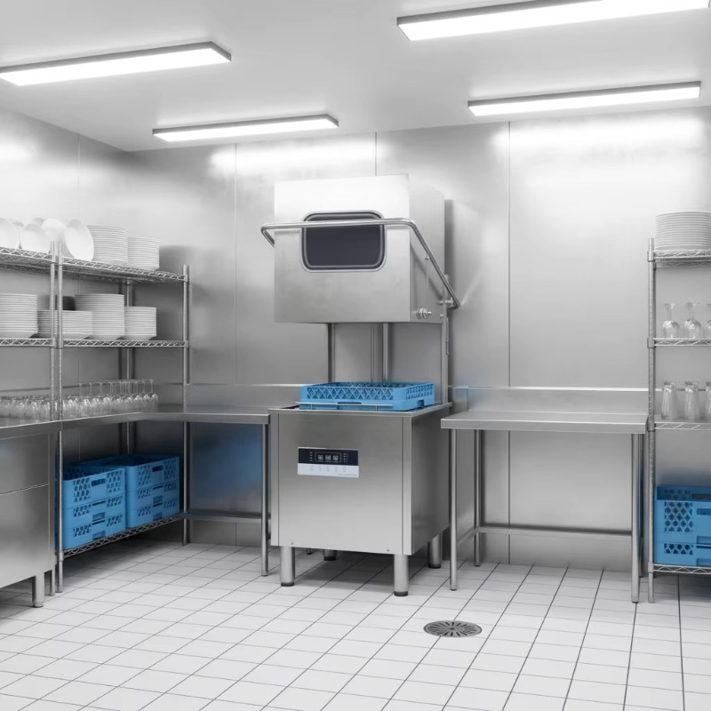 Commercial Kitchen Dishwasher - Automatic Double Pump Electric Dishwasher, 1000
