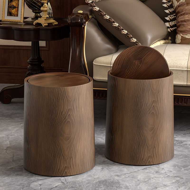 Commercial Kitchen Trash Can - Home Merchandises Retro Imitation Wood Grain
